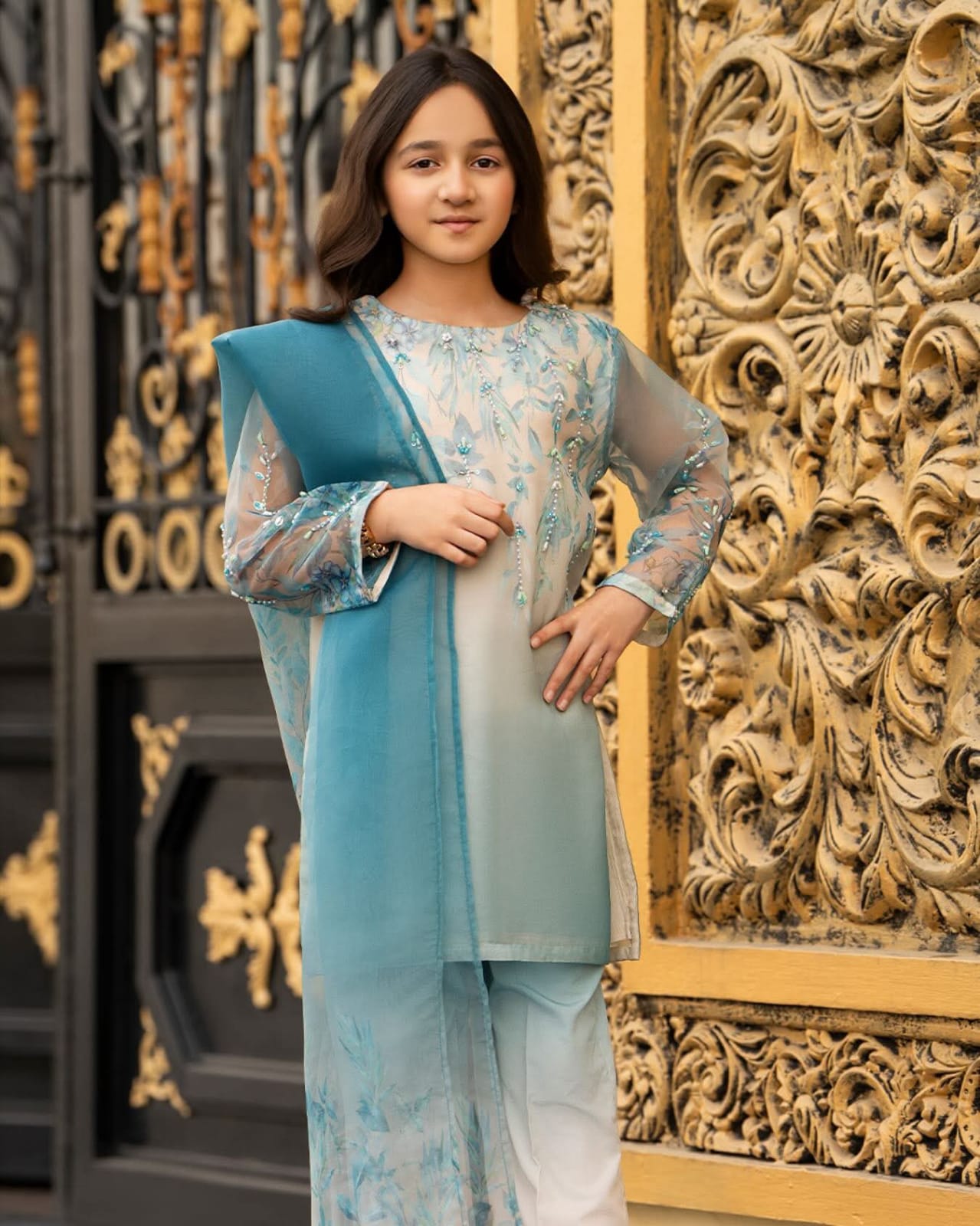 ZYMAL – Sea-Green & Pearl White Kids' Festive Suite