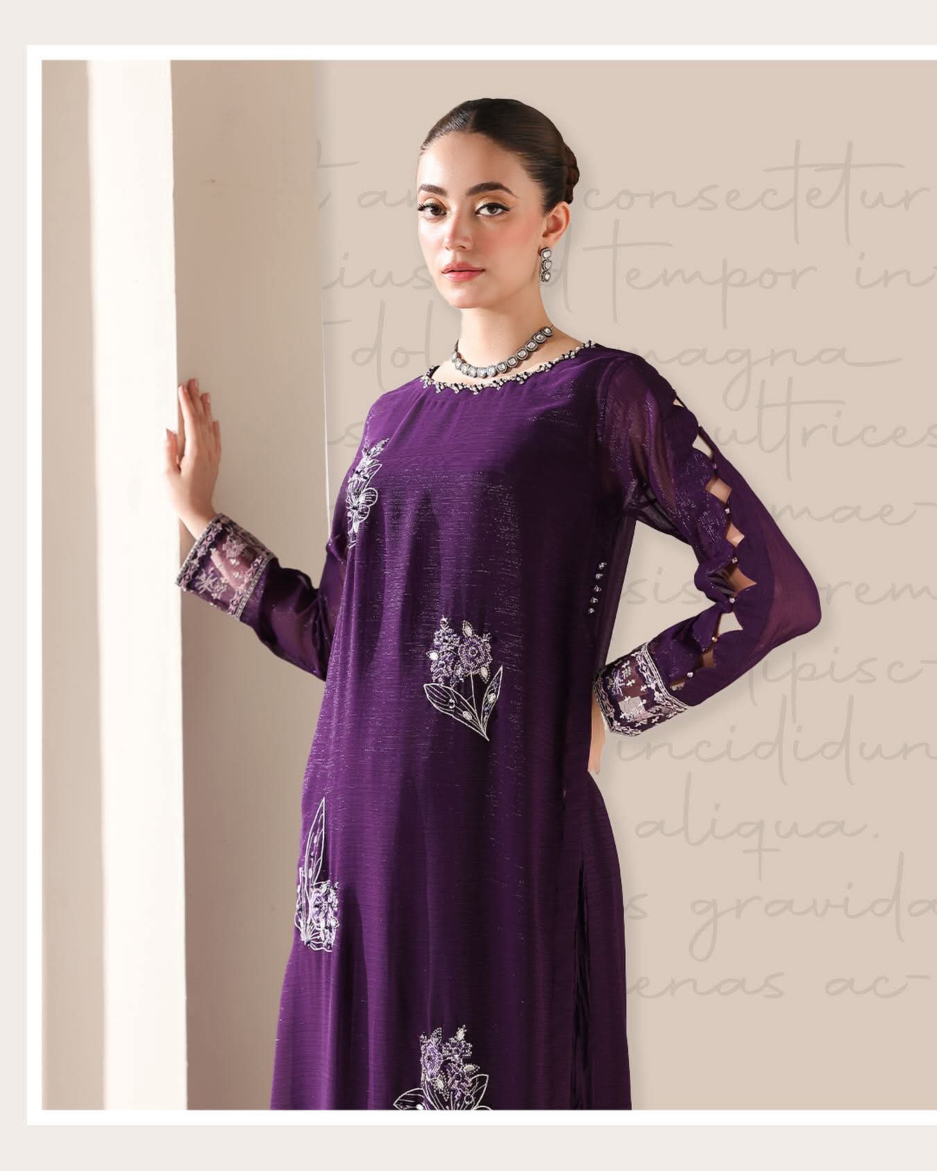 VANYA – Plum Shimmer Silk Embroidered 2-Piece Set
