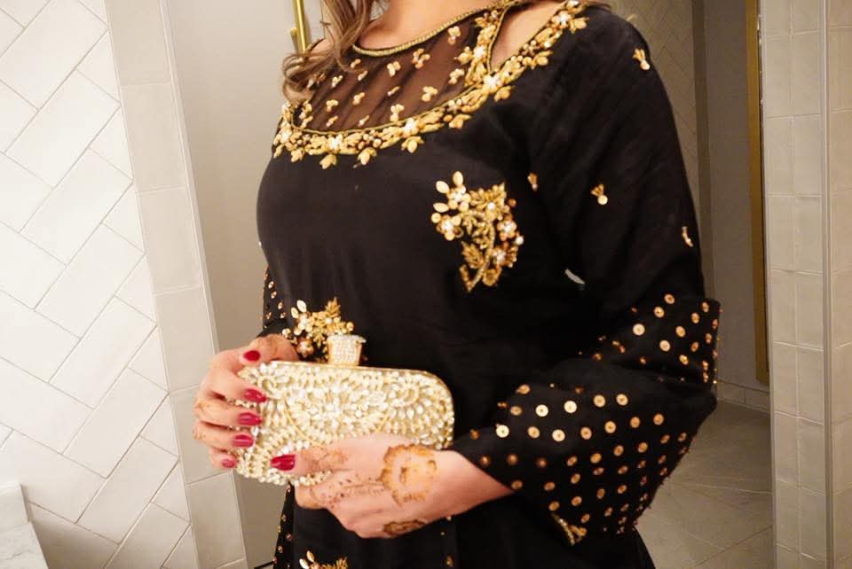 SANAM – Midnight Black Silk Gold-Embellished Festive Set
