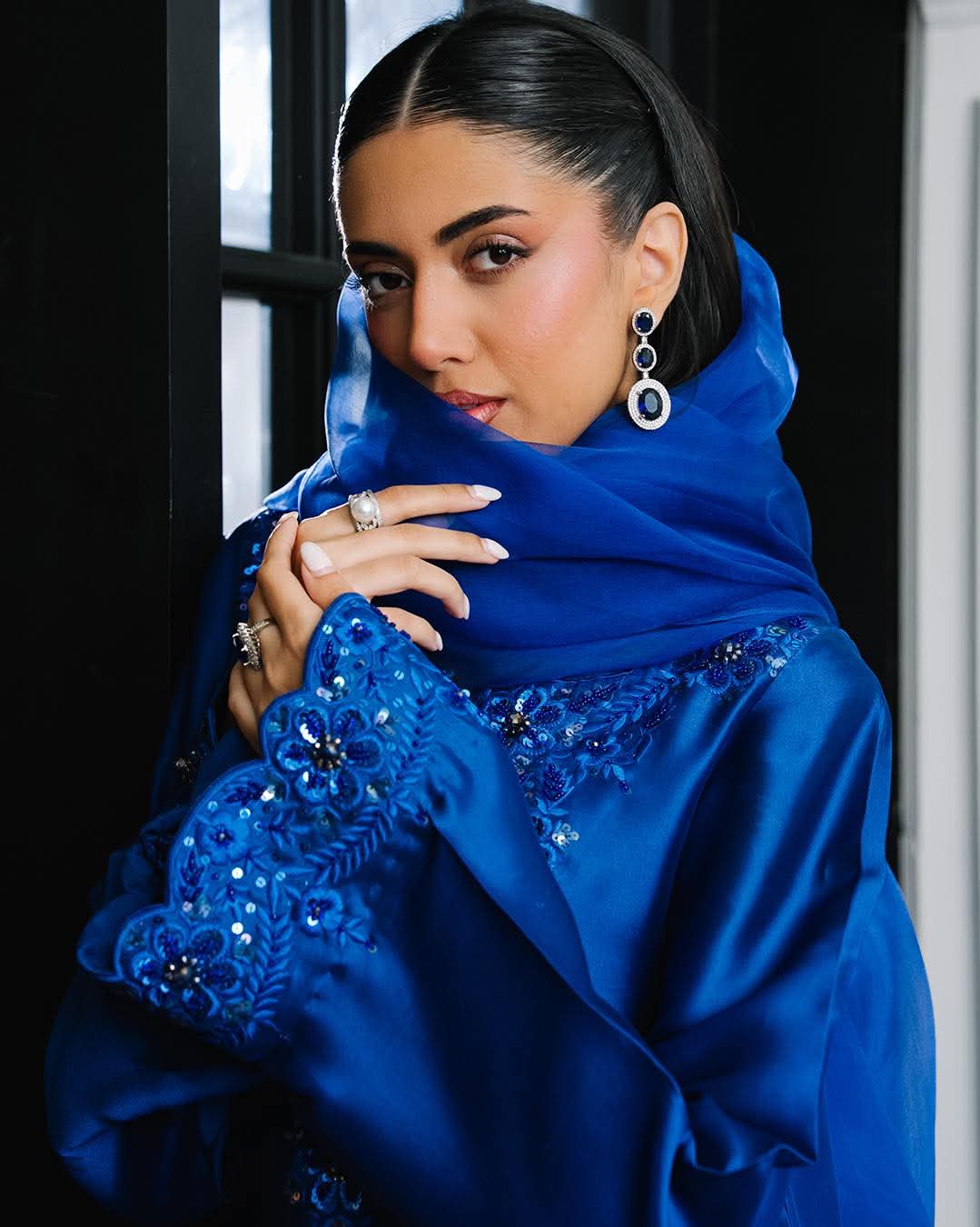 AAVYA – Royal Blue Silk Monochrome Embroidered Set